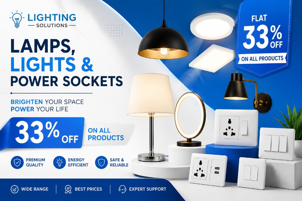 Lamps lights and power sockets banner